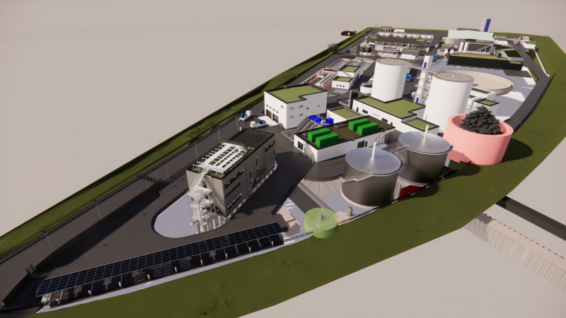 Simulation Kläranlagen Leverkusen Neubau Draufsicht (Bild: ARGE KA-LEV)